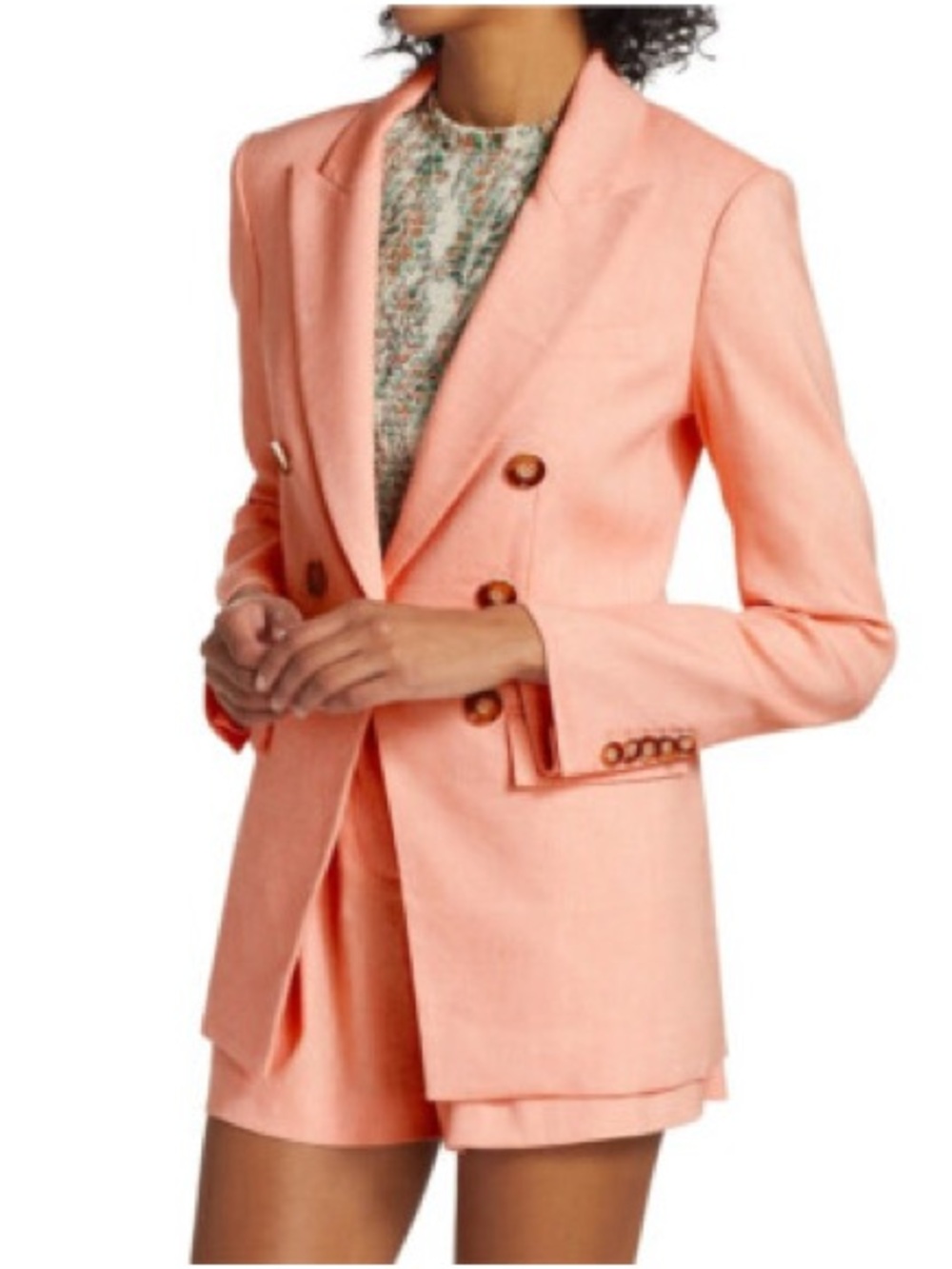 Veronica Beard Double-Breasted Peach Blazer Jacket - Picture 6 of 16